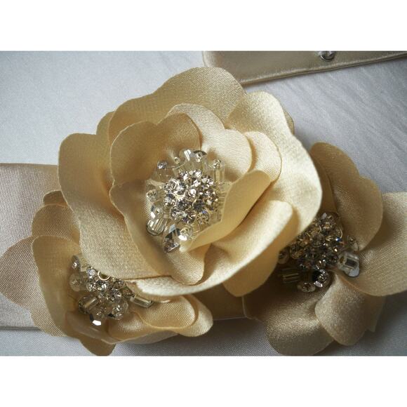 Champaign Rhinestone Beaded Floral  Wedding Prom Party be;t - Picture 2 of 5